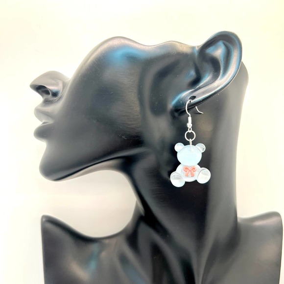 Teddy Bear Earrings - Gender Reveal Earrings - Baby Shower Earrings - DDLG Earri - Picture 8 of 10